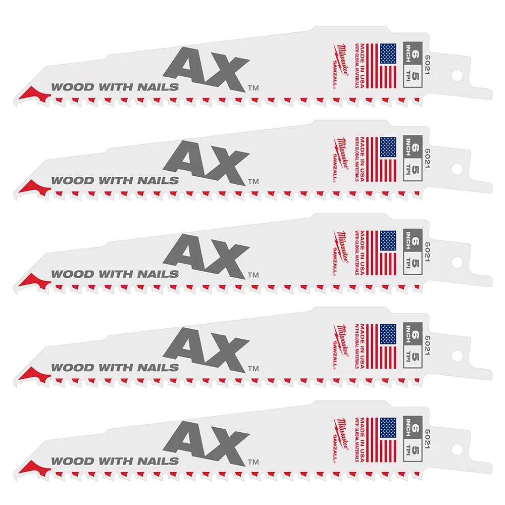 SAWZALL™ The AX™ 150mm 6" 5TPI Blade 5 Pack