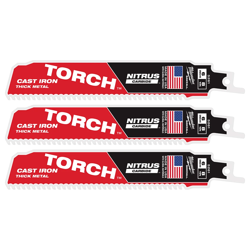 SAWZALL™ The TORCH™ with NITRUS CARBIDE™ Teeth 150mm 6" 8TPI Blade 3 Pack