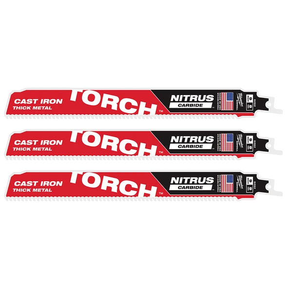SAWZALL™ The TORCH™ with NITRUS CARBIDE™ Teeth 230mm 9" 8TPI Blade 3 Pack