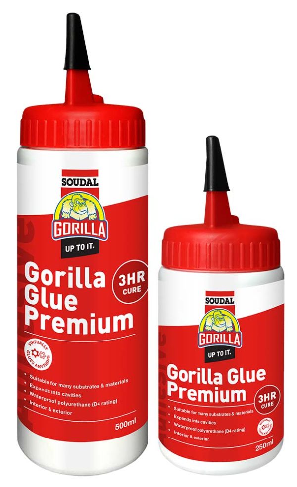01499 Gorilla wood Glue Premium 3 Hour Cure 500ml(brown)-for exterior use