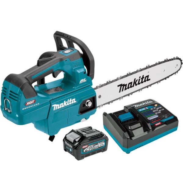 Makita UC004GM101 40Vmax XGT Brushless 350mm 14″ Top Handle Chainsaw supplied with 1x 4.0Ah battery (BL4040), rapid charger (DC40RA)