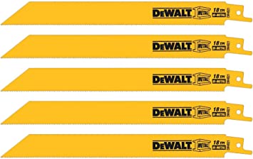 PREORDER Dewalt DW4821 DEWALT 8" 18TPI BI-METAL RECIPROCATING SAW BLADE 5PK(Box Qty 50)