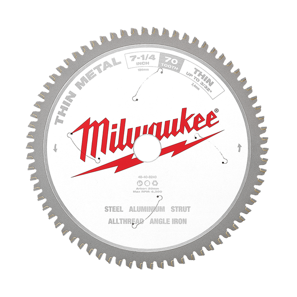 Milwaukee 48408240 184mm (7-1/4") 70T Thin Metal Circular Saw Blade