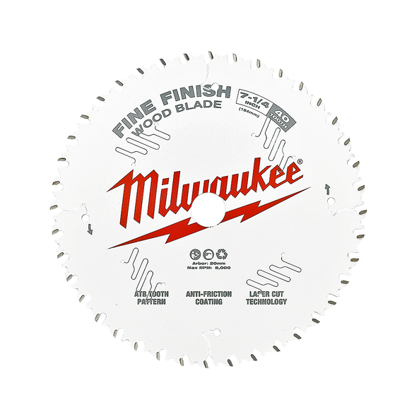 Milwaukee 48408726 184mm (7-1/4") 40-Tooth Fine Finish Wood Circular Saw Blade