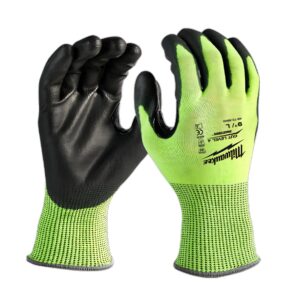 Preorder Milwaukee 48738944 Hi-Vis Cut 4(D) PU Dipped Gloves - XXL