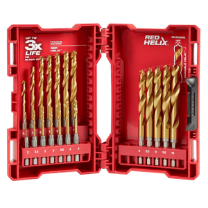 48894860 Milwaukee-48894860 Red Helix Titanium Drill Set 19 Pce Kit
