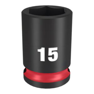 Milwaukee 49666139 15mm 3/8" Drive Shockwave Standard 6 Point Impact Socket