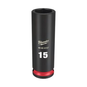 Milwaukee 49666157 15mm 3/8" Drive Shockwave Metric Deep 6 Point Impact Socket