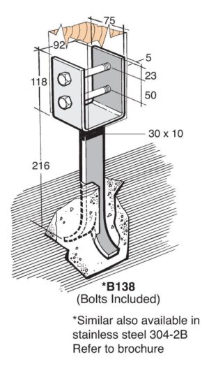 B138 Bowmac Bracket B138 Post & Bearer94/BOX)