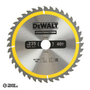 PREORDER Dewalt DT1955-QZ SAW BLADE CONSTRUCTION 235MM X 30 X 40T WOOD(Box Qty 25)