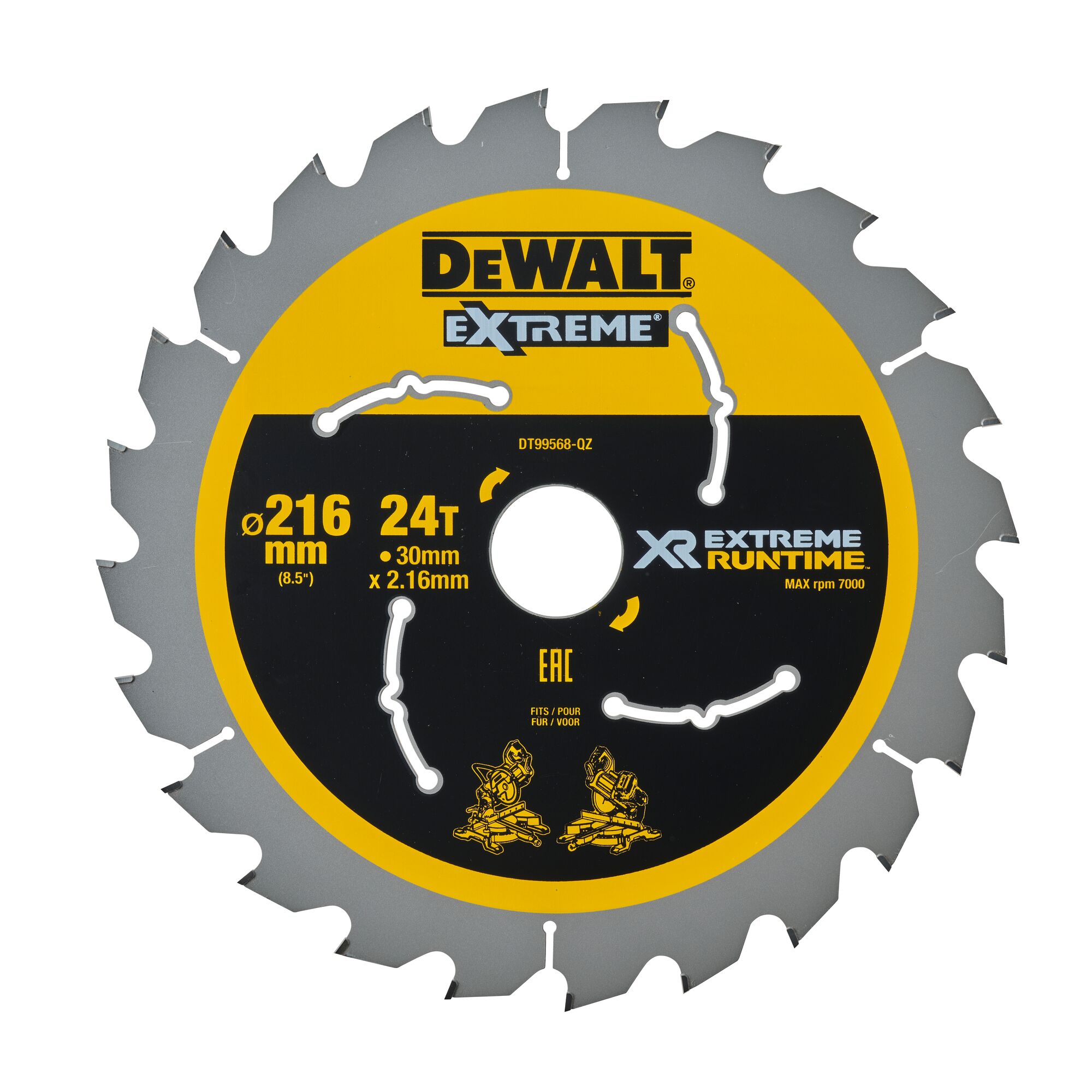 PREORDER Dewalt DT99568-QZ SAW BLADE XR EXTREME RUNTIME 216MM x 30 24T WOOD(Box Qty 25)