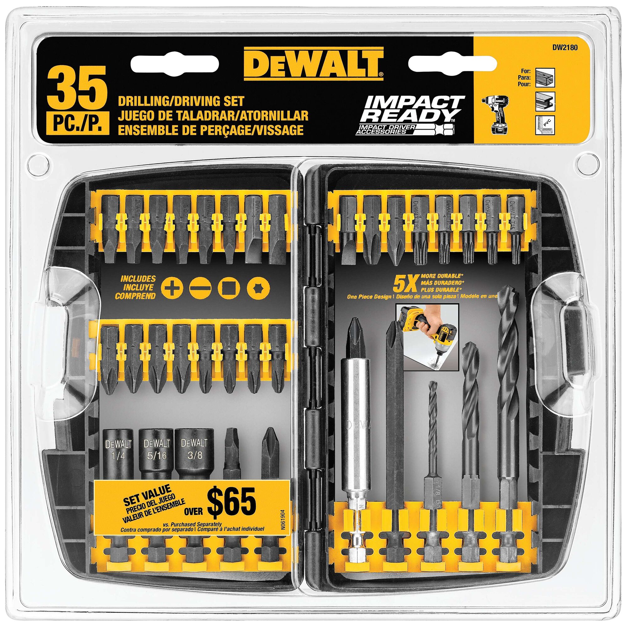 PREORDER Dewalt DW2180 IMPACT READY 35PC DRILLING/FASTENING SET(Box Qty 5)