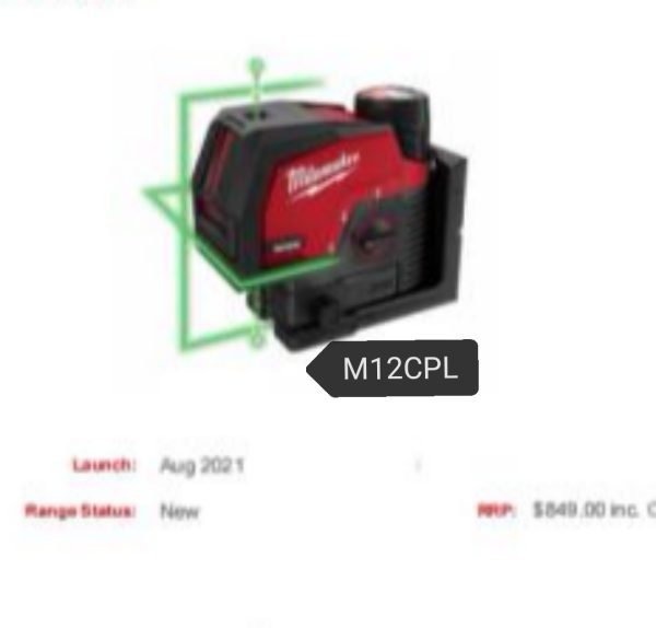 Mil laser-M12CPL-0C M12™ Cross Line + 2 Plumb Laser (Tool Only)