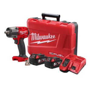 Milwaukee M18FMTIW2F12-502C  18V 5.0Ah Li-Ion Brushless Cordless 1/2" Mid-Torque Impact Wrench with Friction Ring Combo Kit