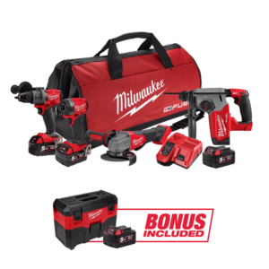 Milwaukee M18FPP4A3BD503B 18V 5.0Ah Li-ion FUEL Cordless Brushless 4pce Combo Kit