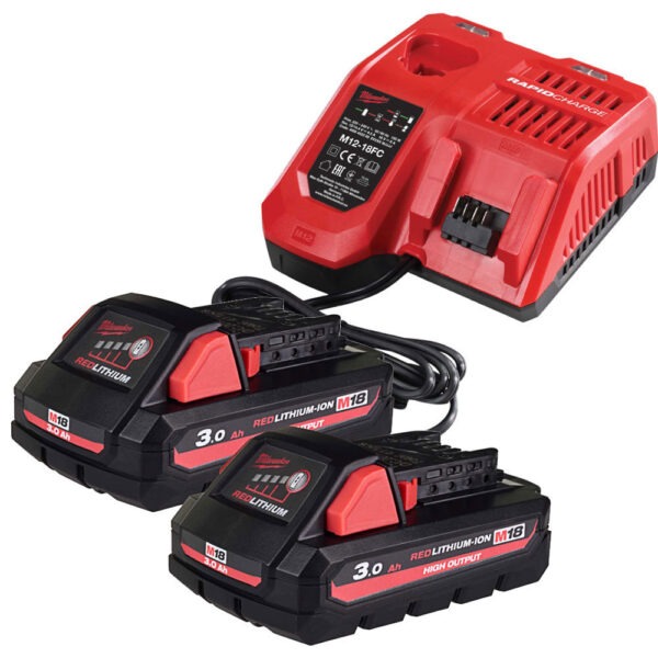 M18HOSP-302BA Milwaukee M18 REDLITHIUM STARTER PACK WITH 2X HIGH OUTPUT COMPACT 3.0Ah Lithium Ion Battery