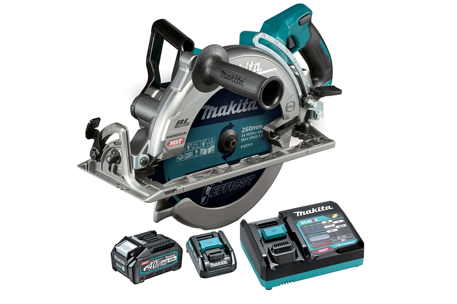 RS002GM101 Makita 40V 40Vmax XGT Brushless 260mm (10-1/4″) Rear Handle Saw  with 1X4A battery and charger – Hitools