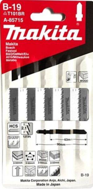 Makita A-85715 *5PK*JIGSAW BLADES NO B19
