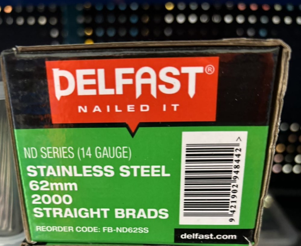 Delfast FB-ND62SS 62mm 14ga Stainless Steel ND Straight Brads 2000pcs (FN62SS2000)