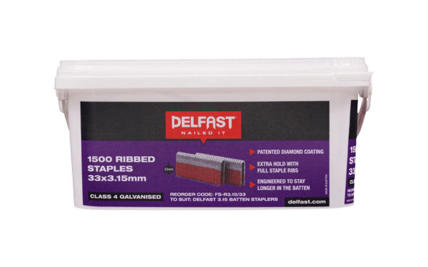 FS-R3.15/33 Delfast 33 x 3.15mm C4 Galvanised Ribbed Fence  Staples