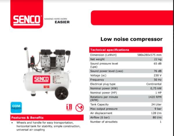 AC12824 senco Low noise compressor